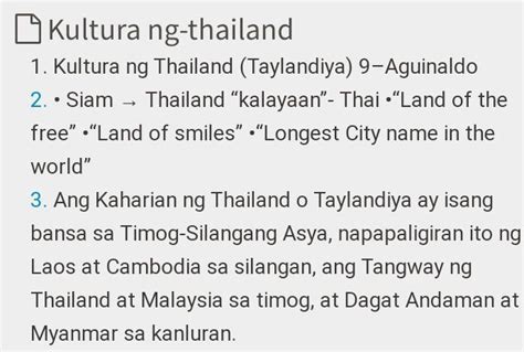 kultura ng thailand brainly